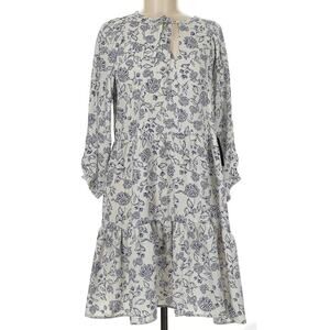 Melrose and Market Size XL Extra Large White Tiered Peasant Dress Blue Flowers